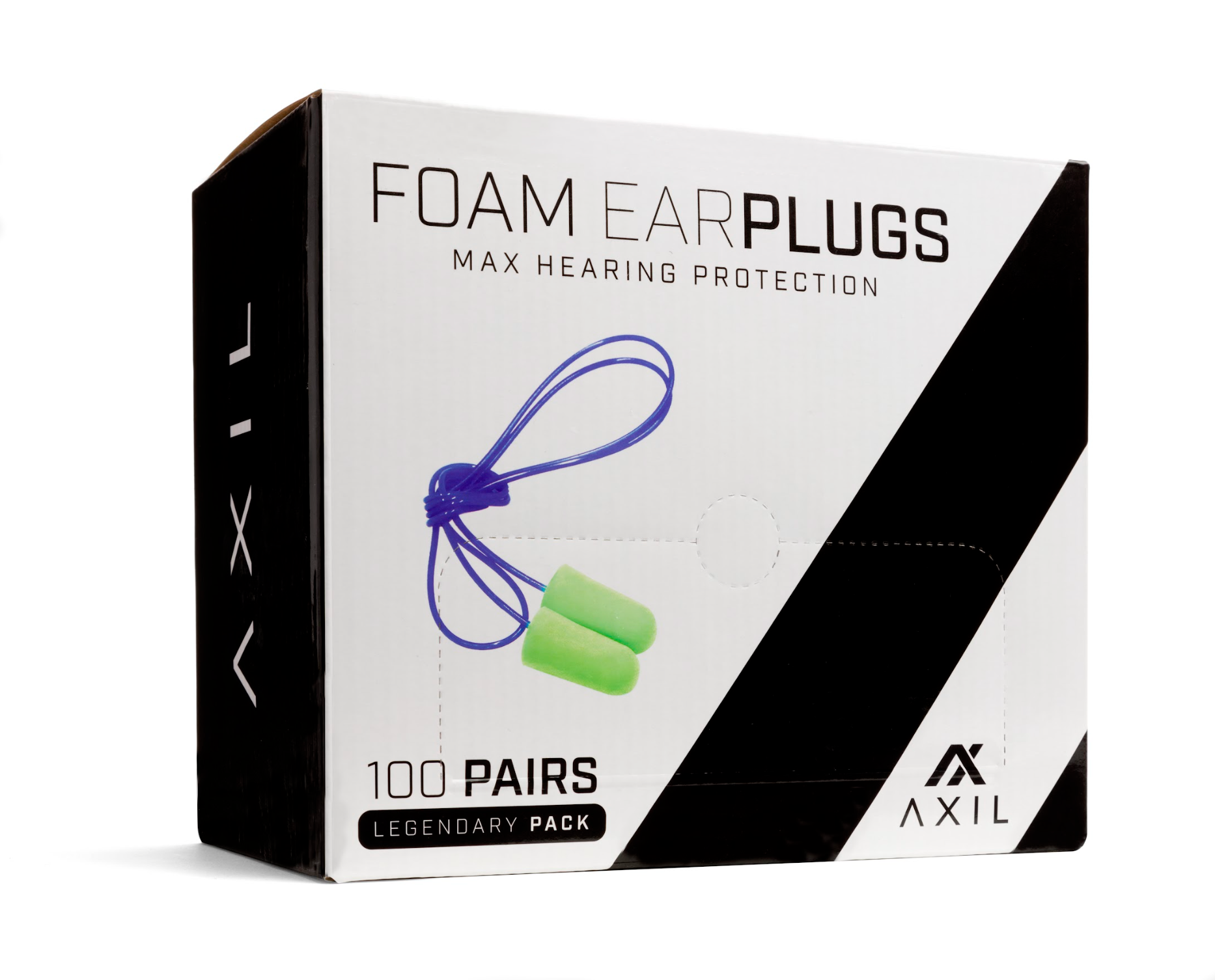 Foam Ear Plugs 100 Pair Box w/ Lanyard AXIL